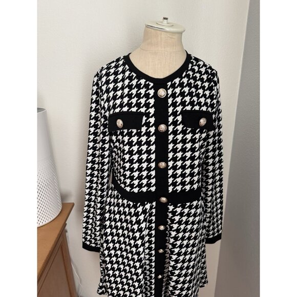 NWT SweatyRocks Geometric Black & White A-Line Pullover Dress Size Medium/Large - Picture 8 of 9